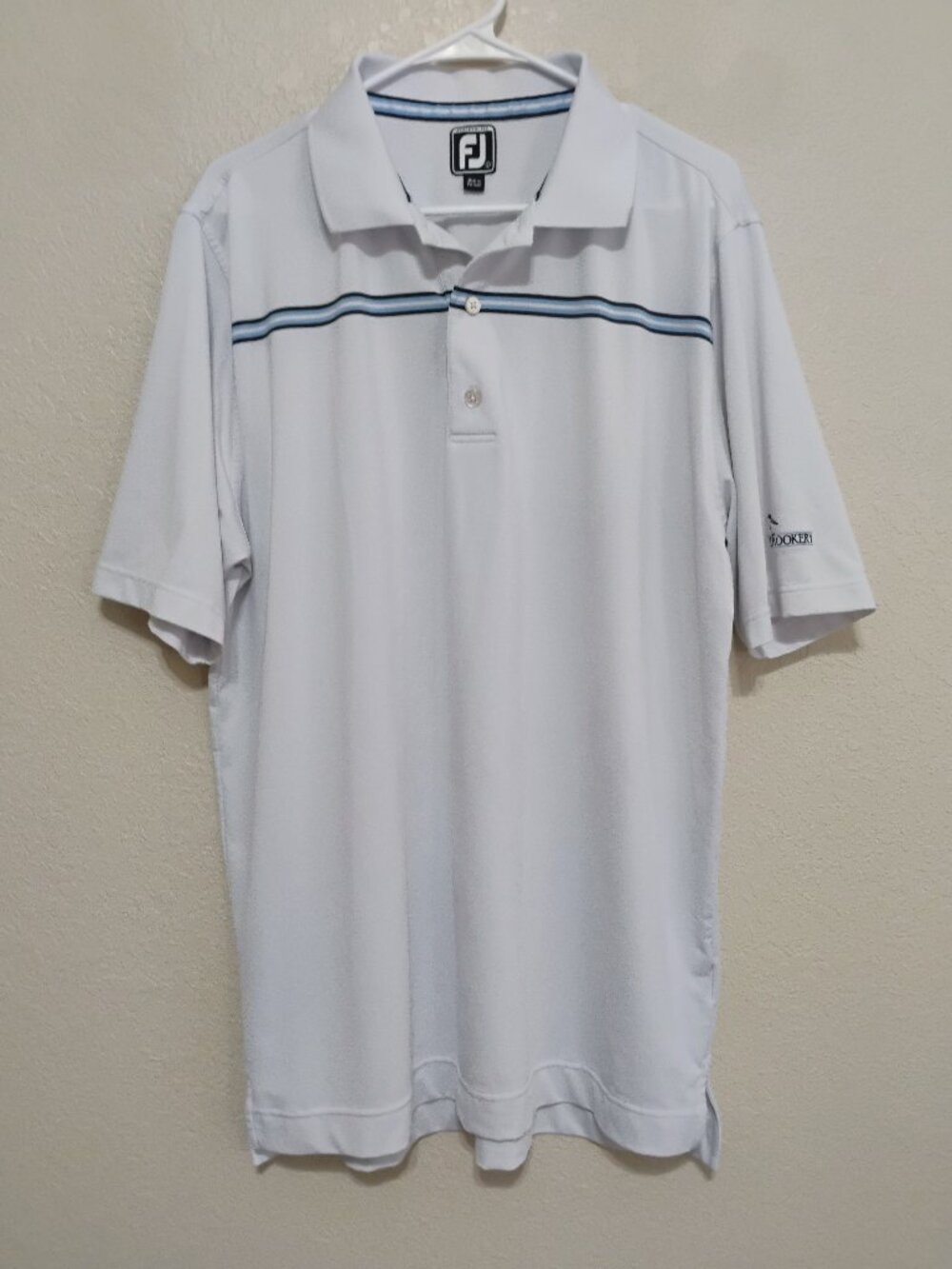 FootJoy FJ Athletic Fit Golf Polo White Stripe Shirt Men’s XL